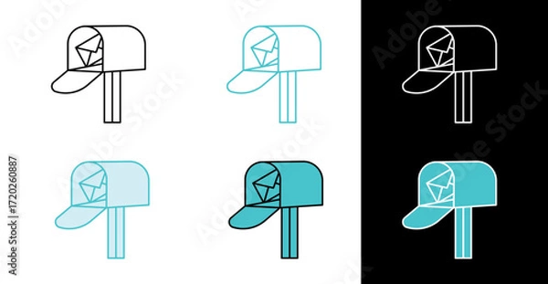 Fototapeta Mailbox with mail icon for email and messaging in line and fill style