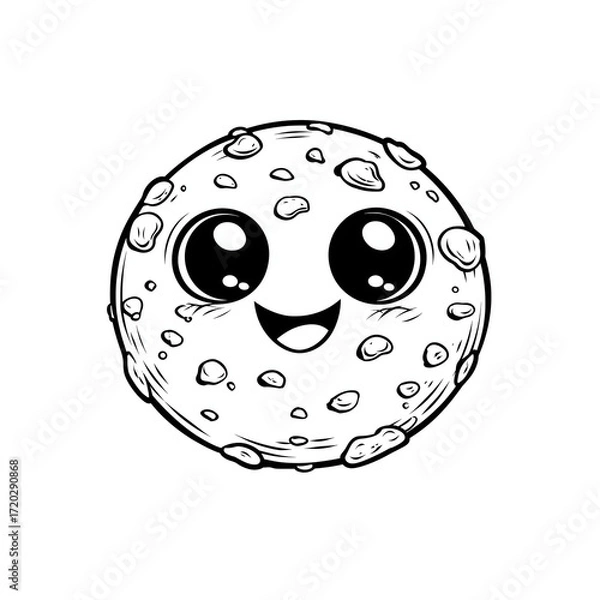 Fototapeta cookie cute food kawaii coloring book, black & white designs, line art vector illustration, coloring page, coloring book