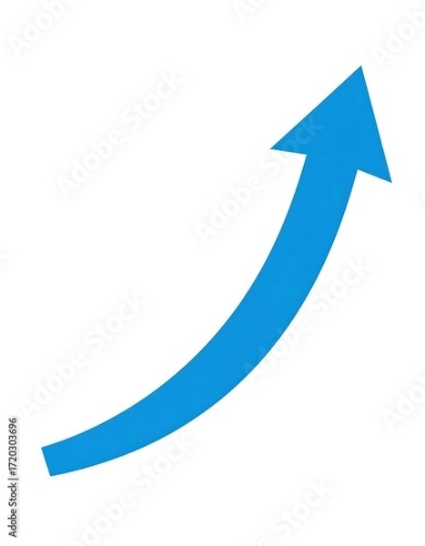 Obraz Blue curved upward arrow