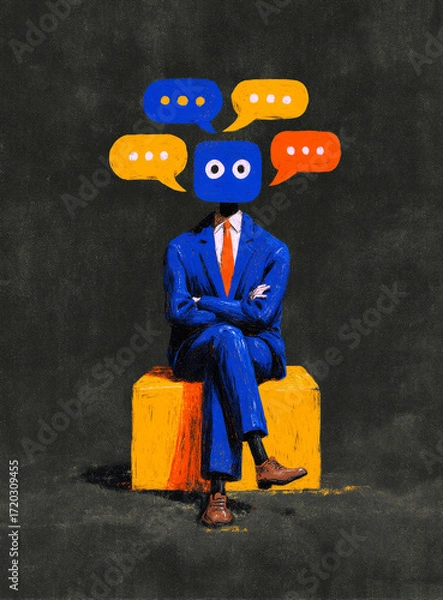 Obraz Social media communication, business, communicating, social marketing, comments, concept, social media content, layered, business owner managing comments online about company