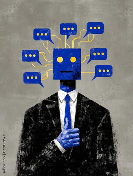 Obraz Social media communication, business, communicating, social marketing, comments, concept, social media content, layered, business owner managing comments online about company