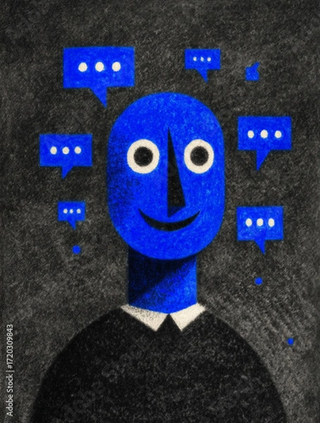 Obraz Social media communication, business, communicating, social marketing, comments, concept, social media content, layered, business owner managing comments online about company