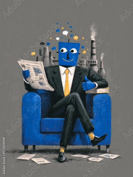 Obraz Social media communication, business, communicating, social marketing, comments, concept, social media content, layered, business owner managing comments online about company