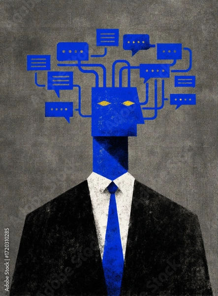 Obraz Social media communication, business, communicating, social marketing, comments, concept, social media content, layered, business owner managing comments online about company