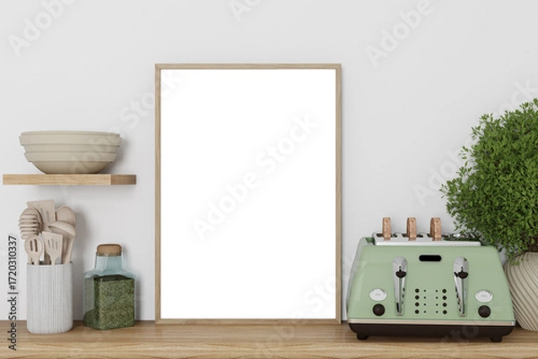 Fototapeta kitchen frame mockup in green colors