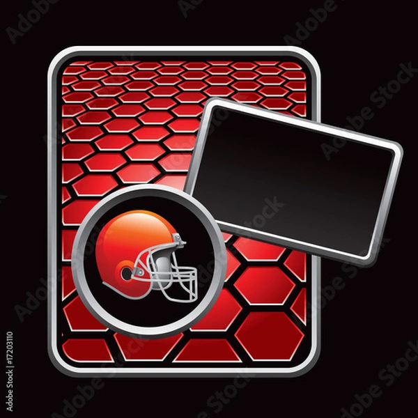 Obraz Football helmet on red hexagon template