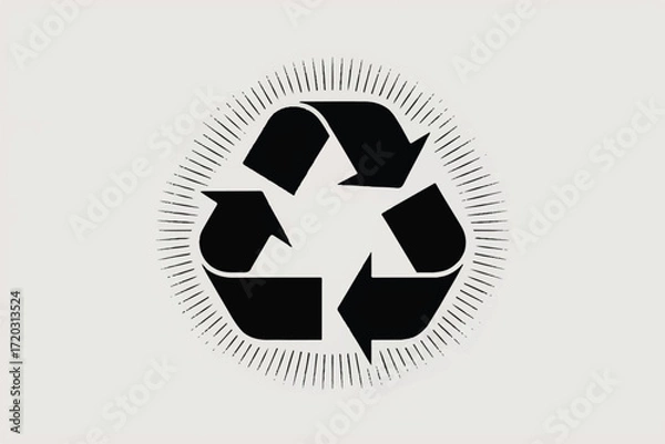 Obraz Recycle Symbol Silhouette Vector — High-Quality Black Icon