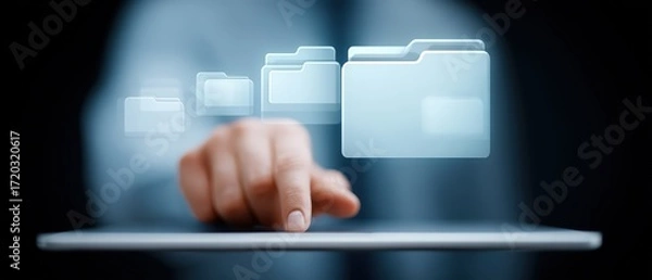 Fototapeta Digital Interface for File Management with Iconic Folders Appearing in a Virtual Environment