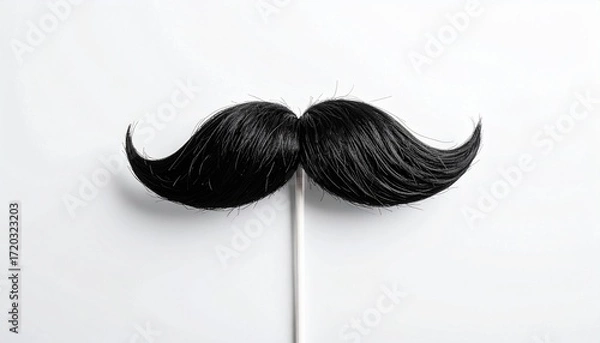 Fototapeta Classic black handlebar mustache with upward curls, styled for vintage fashion or humorous costume use.