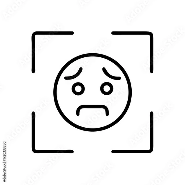 Fototapeta Sad emoji icon within a frame representing emotions in AI in education  