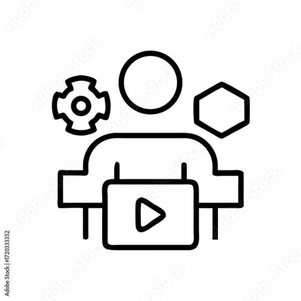 Fototapeta Abstract representation of AI in education with geometric shapes  