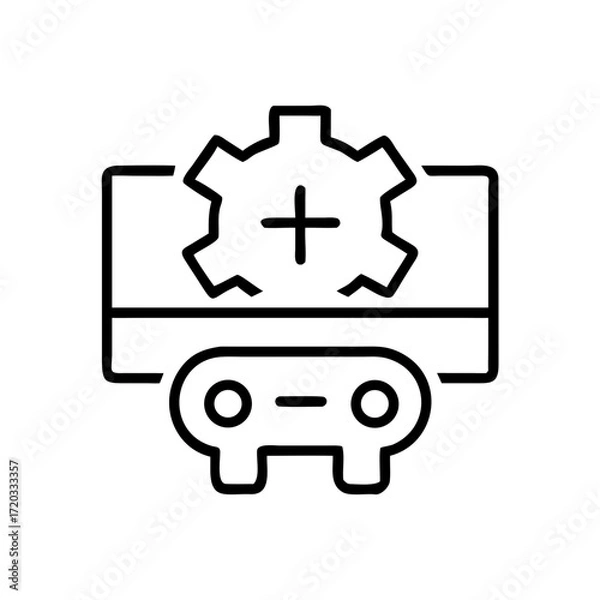 Fototapeta Gaming controller with gear symbolizing AI in education  