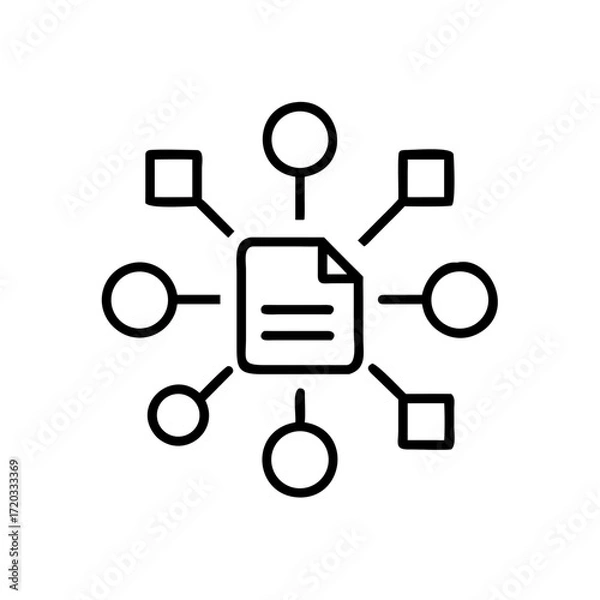 Fototapeta Document flow diagram illustrating concept of AI in education  