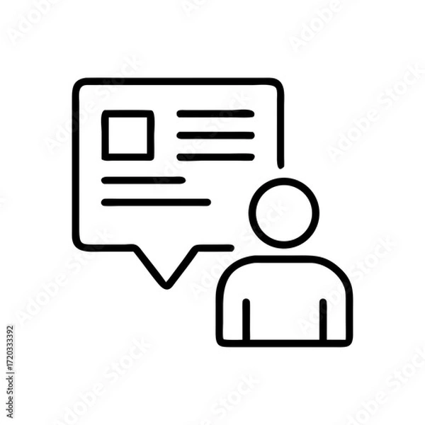 Fototapeta Person speaking with speech bubble illustrating concept of AI in education  