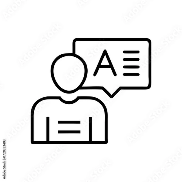 Fototapeta Person speaking with speech bubble representing concept of AI in education  
