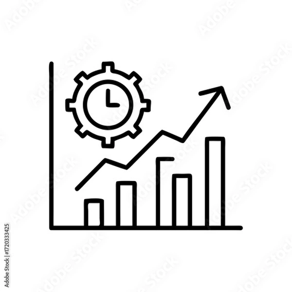 Fototapeta Line graph with clock and gear symbolizing efficiency in education  
