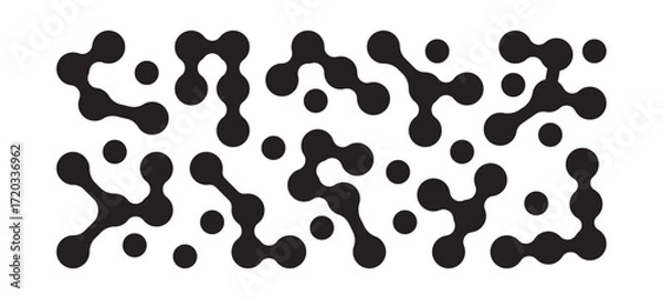 Fototapeta Circle shape icon, connect organic pattern, geometric morph. Abstract metaball form, technology cell. Circular morph, molecule concept. Science curve isolated on white background. Vector illustration