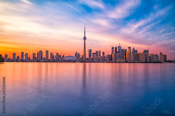 Obraz Panoramę centrum Toronto z zachodem słońca