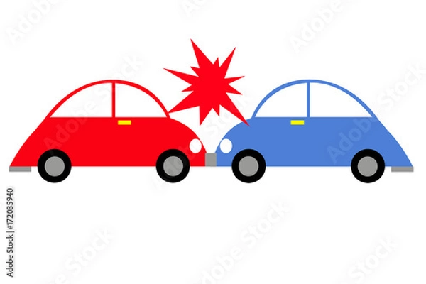 Obraz 車の正面衝突のイラスト