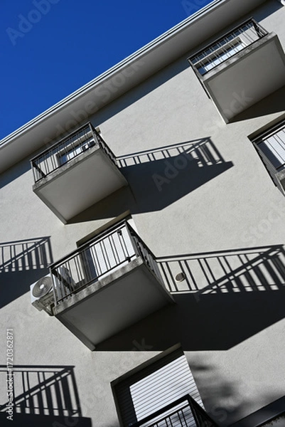 Fototapeta Residential building with balconies, architecture