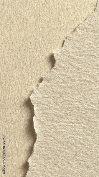 Fototapeta Create with torn paper edges and a neutral texture suitable for diverse creative projects and mockups. The detailed surface offers an abstract beige design, perfect for backgrounds, overlays, and
