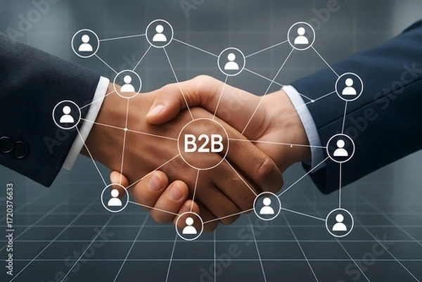 Fototapeta Business to Business handshake symbolizes partnership. 