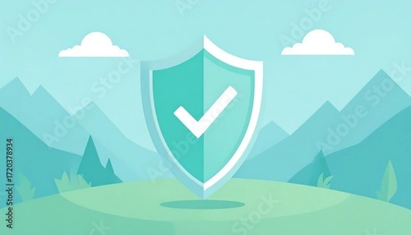 Obraz Secured landscape shield graphic