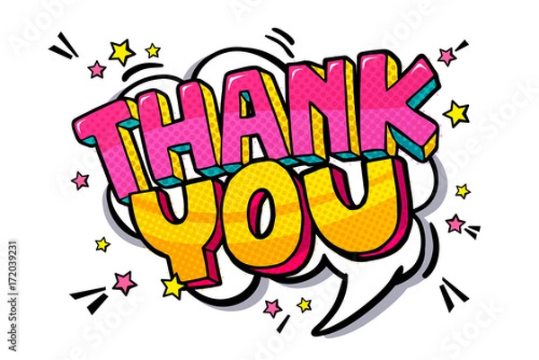 Obraz Dziękuję słowo bańka.