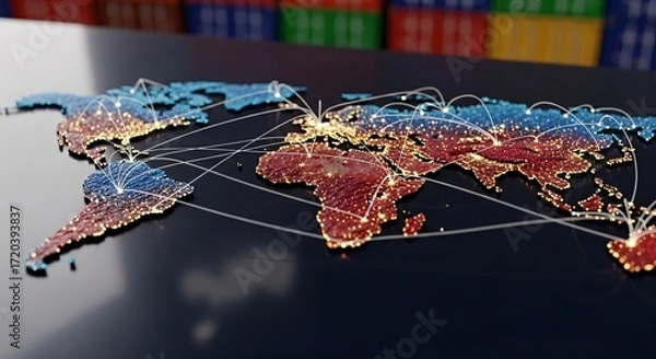 Fototapeta Global Trade Network Connecting the World with Logistics and Global Commerce