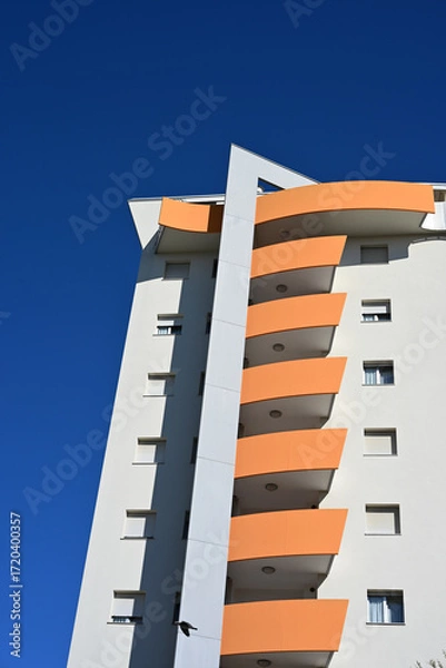 Fototapeta Residential building with balconies, architecture