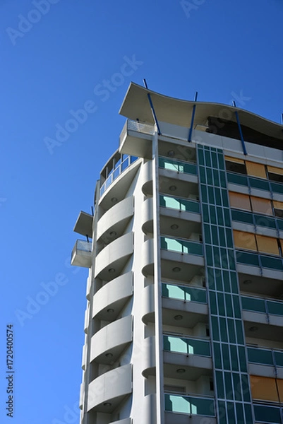 Fototapeta Residential building with balconies, architecture
