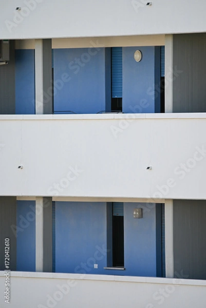 Fototapeta Residential building with balconies, architecture