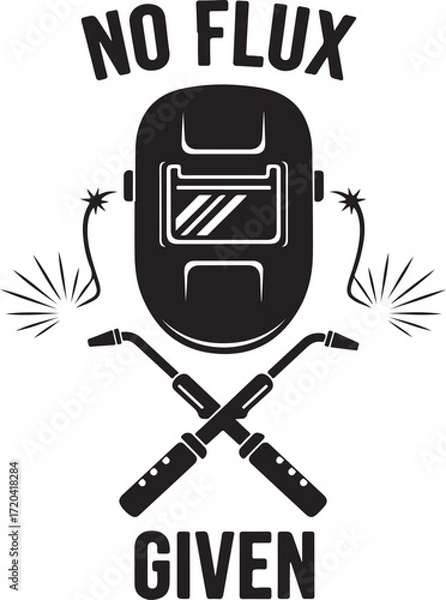 Fototapeta Embrace the gritty spirit welders declare no flux given with iconic welding mask and torches emblem isolated on transparent background