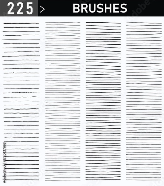 Obraz 225 Hand Drawn Line Brushes Collection for Digital Art and Graphic Design