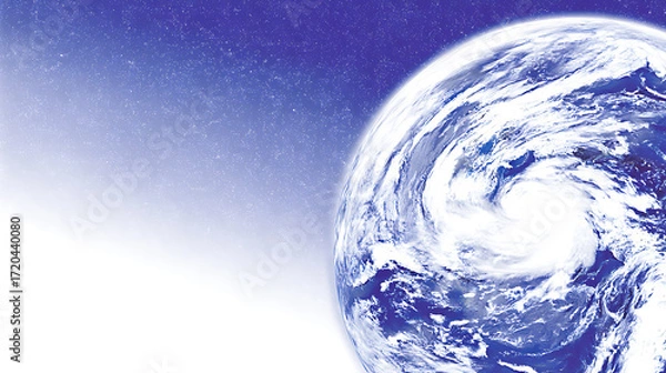 Fototapeta Earth viewed from space with a prominent cyclone forming over the ocean
