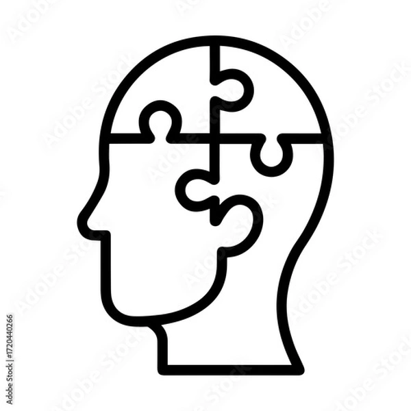 Fototapeta Unlock Your Potential with Creative Problem-Solving Visual, Head Outline with Puzzle Pieces, Mental Health Awareness, Brain Power, Innovation and Strategy