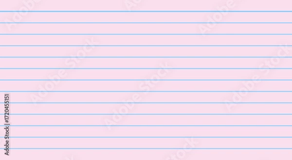 Fototapeta Pink sheet of paper with blue horizontal lines, resembling lined paper or an index card.