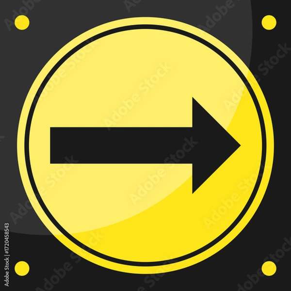 Fototapeta Right Turn Ahead Vector Sign