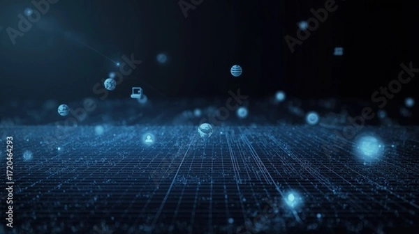 Fototapeta "Futuristic Business Leaders and Global AI Network Technology Backgrounds