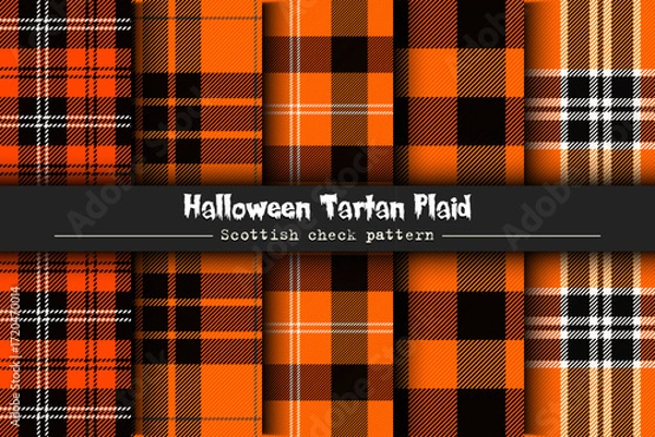 Fototapeta Set Halloween Tartan plaid. Scottish check pattern