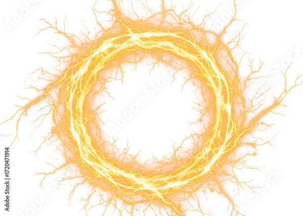 Fototapeta Energetic Orbs and Vibrant Plasma Discharge Bursting Outwards Isolated on a transparent background