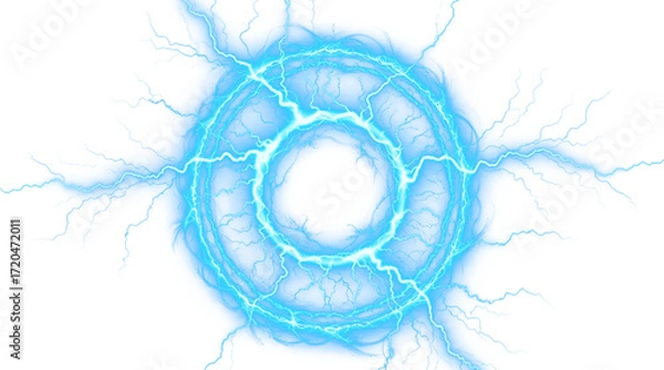 Fototapeta Electric Energy Explosion Bursting Outwards Concentric Circles Sparks Isolated on a transparent background