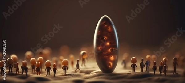 Fototapeta Tiny figures from life cocoon, ai generative