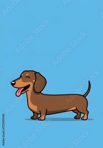 Fototapeta Happy Cartoon Dachshund Dog Standing, Vector Illustration