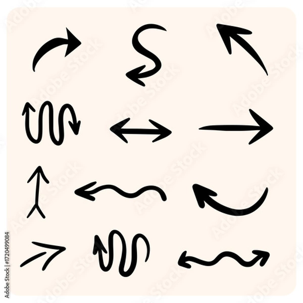Fototapeta Vector Set of Hand-Drawn Arrows