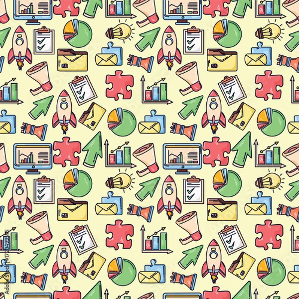Fototapeta Startup minimal vector seamless pattern