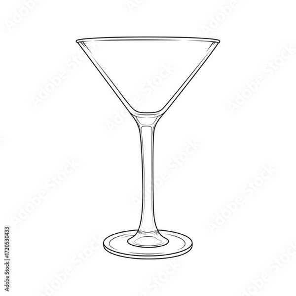 Fototapeta Elegant martini glass illustration in minimalist linear style. Perfect for cocktail menus, bar design, restaurant branding, and party invitations.