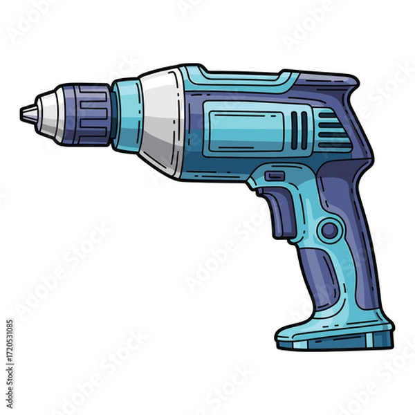 Fototapeta Vector Illustration of Cordless Drill in Modern Color Scheme for Tool and Hardware Design