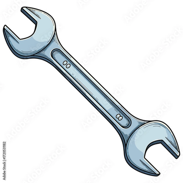 Fototapeta Minimalist Vector Illustration of Wrench Tool in Blue Shades in Modern Style for Repair and Maintenance Design