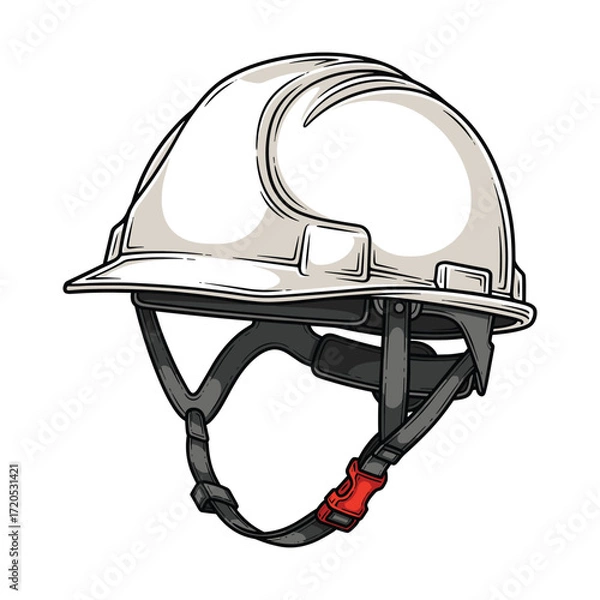 Fototapeta Vector Illustration of Safety Helmet with Chin Strap in Modern Minimalist Style for Industrial Safety Design